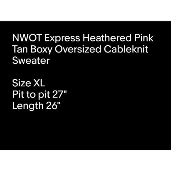 NWOT Express Heathered Pink Tan Boxy Oversized Cableknit Sweater Sz XL - Picture 7 of 7